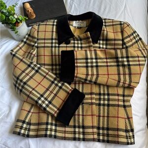 Vintage Kasper ASL Petite Plaid Wool Blazer Double-Breasted